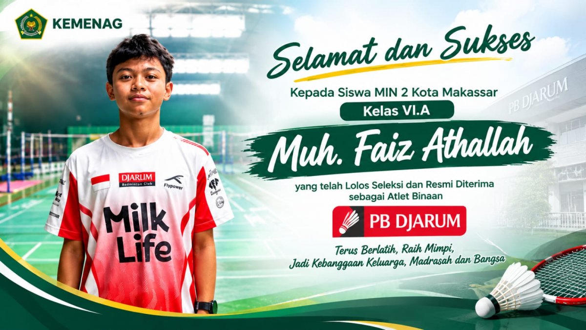 Murid MIN 2 Kota Makassar, Muh. Faiz Athallah, Resmi Menjadi Atlet Binaan PB Djarum